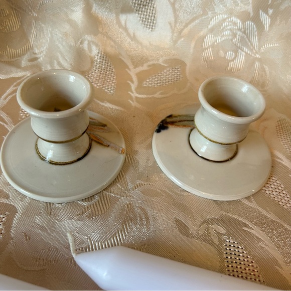 Vintage Studio Art Pottery Stoneware Candlestick Holders 3.75” Set Of 2 - Picture 5 of 11